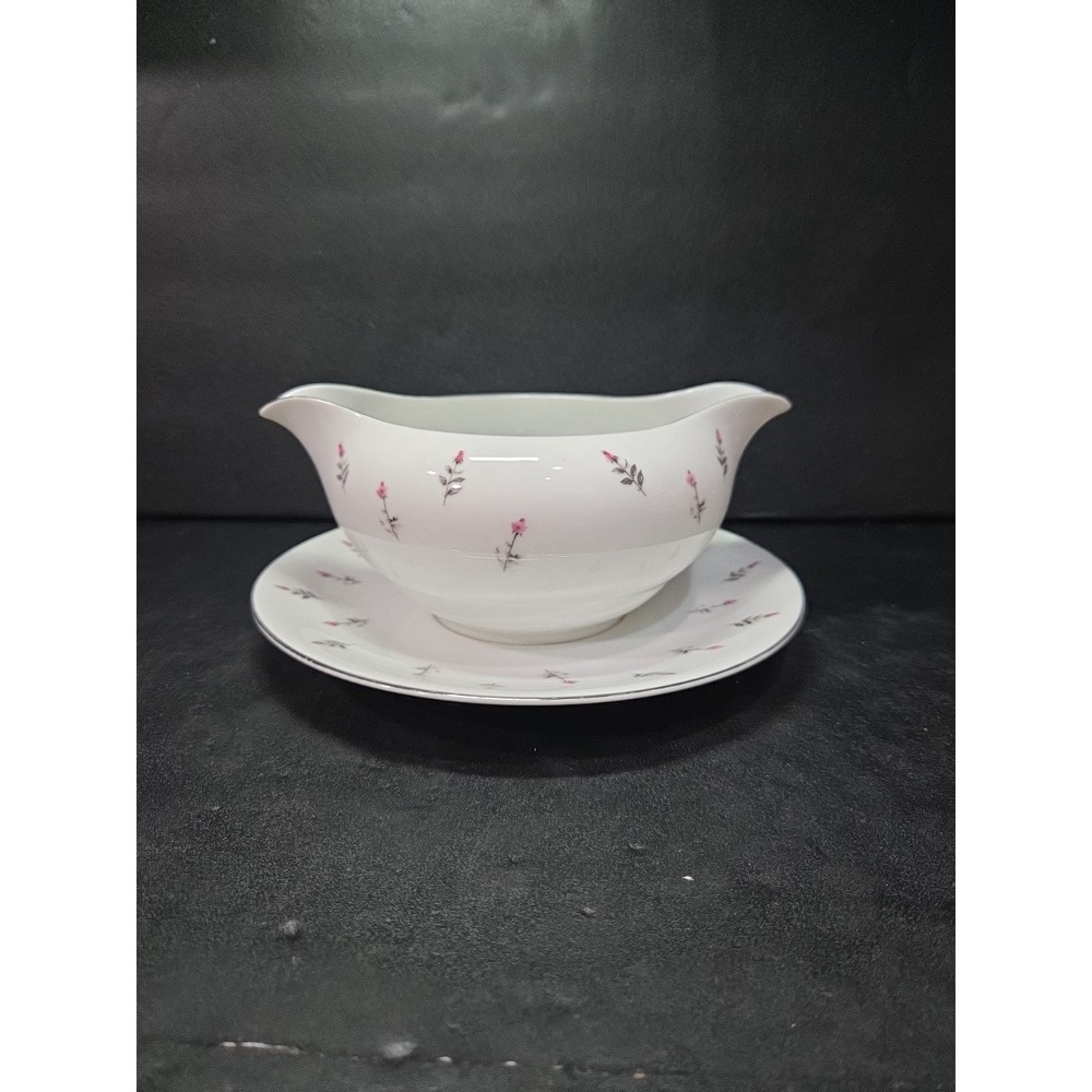 Mistake Japan Floral Double sided Gravy Boat with Underplate Vintage‎